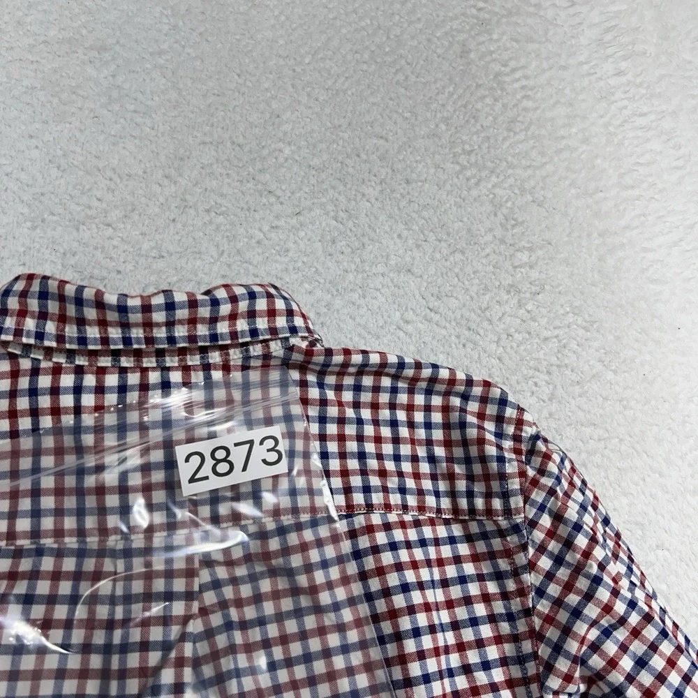 Ralph Lauren Shirt Youth 18 Blue Red Plaid Button Front 100% Cotton